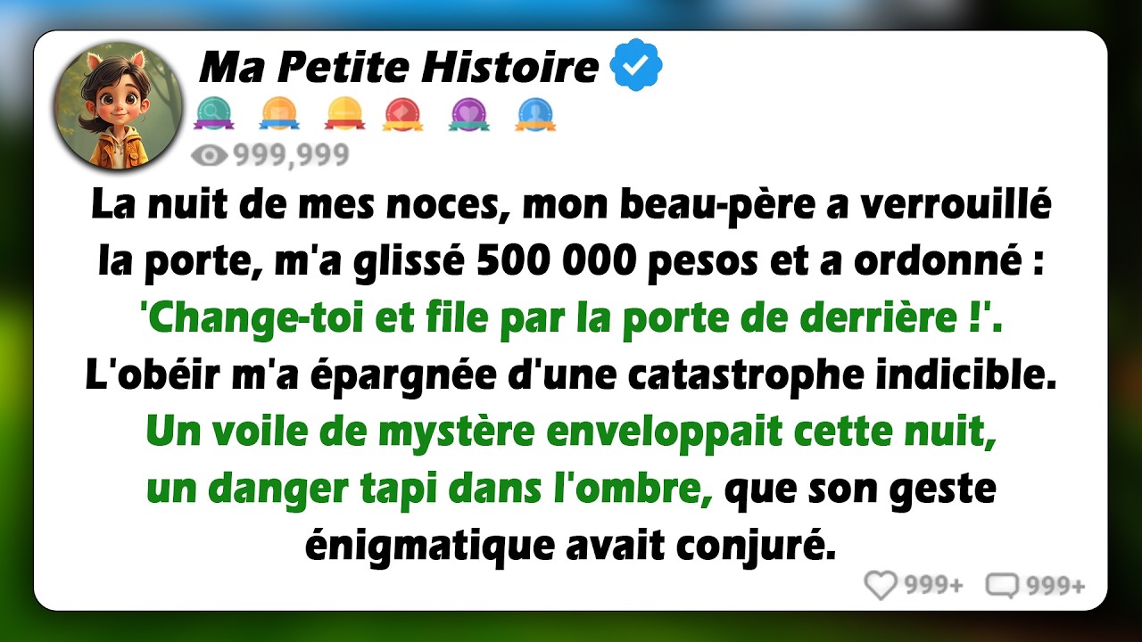 Pendant ma nuit de noces, mon beau-père a fermé la porte à clé, m'a tendu 500 000 pesos et m'a...