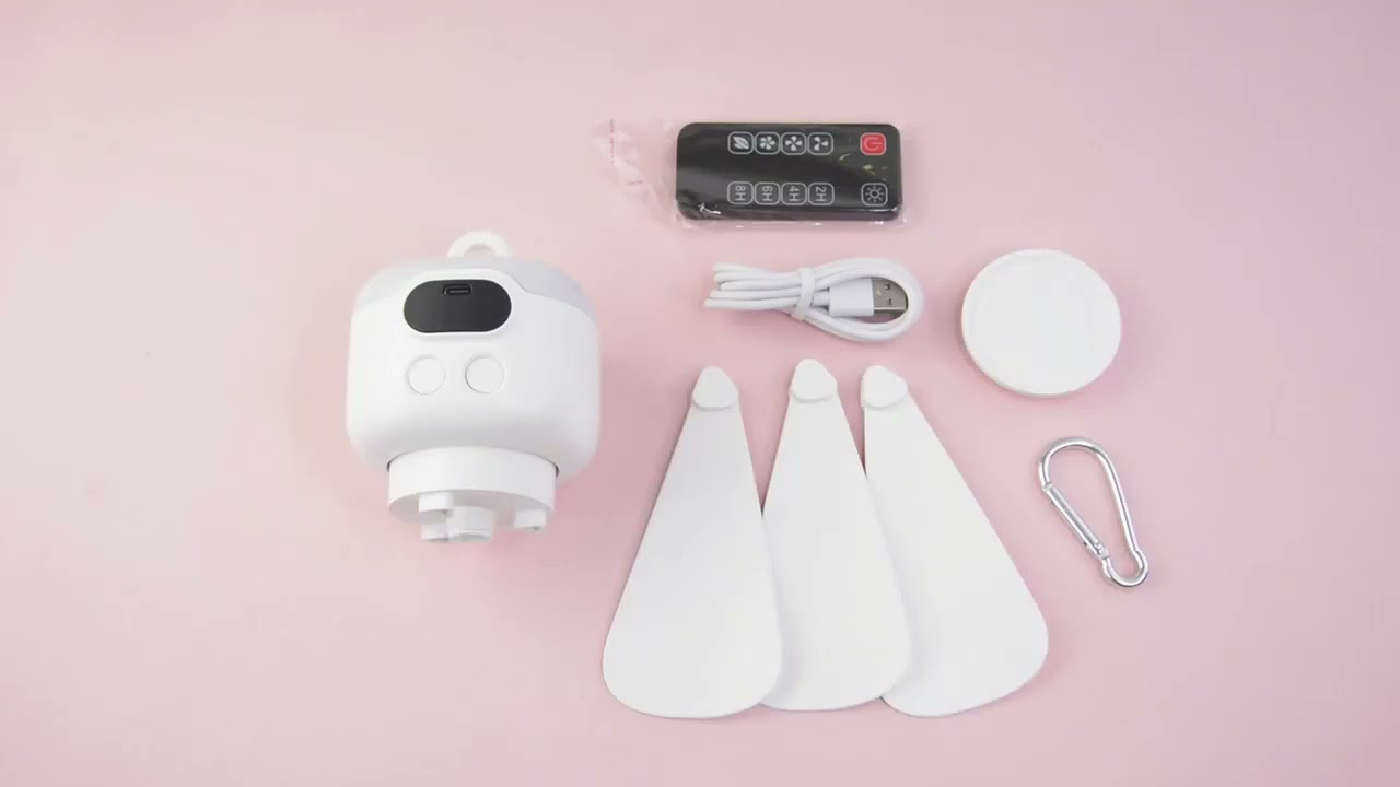 Portable USB Rechargeable Ceiling Fan with LED Light, 8000mAh Battery  Remote Control, White  Compac