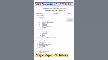 VBU SEMESTER 5 History Major-9 Syllabus 2022-2026#vbu #semester5 #syllabus #shorts #Major-9