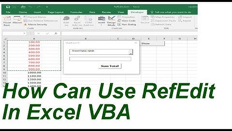How can use RefEdit In Excel VBA Userform