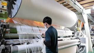 กระบวนการทำผ้าขนหนูในเกาหลีใต้ที่เครื่องจักรทำโดยอัตโนมัติ