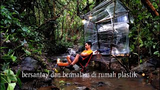 Solo camping•membangun tempat berlindung di sungay tengah hutan•asmr