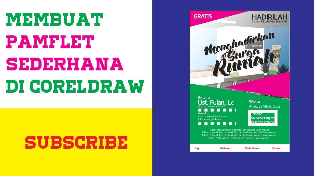 Membuat Pamflet Sederhana Di Coreldraw Youtube