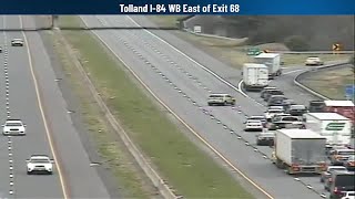 DOT VIDEO: Crash closes I-84 east in Tolland