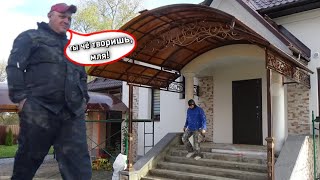 картинка: НЕОБЫЧНЫЙ навес из профильной тубы и поликарбоната!
