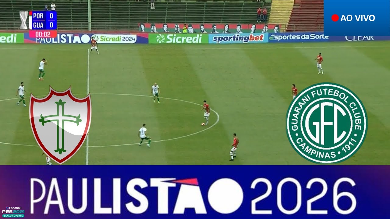 PORTUGUESA X GUARANI  AO VIVO COM IMAGENS PAULISTÃO 2026 NO PES 2021