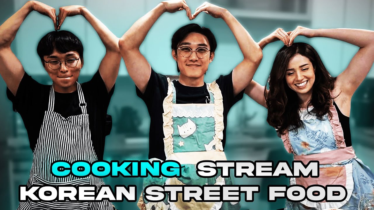 Pokimane and Kevin Korean Street Food Cooking Stream ft. James [VOD]