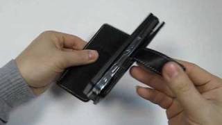 PDair Leather Case for Sharp HYBRID W-ZERO3(WS027SH) - Book Type (Black)