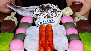 Asmr Rice Cake Party Big Stretchy Mochi, Magnum Cookies & Cream, Y Rice Cakes, Matcha Bar 먹방