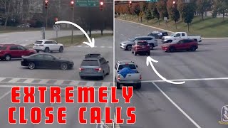 Drivers Narrowly Avoid Disaster After Running Red Lights