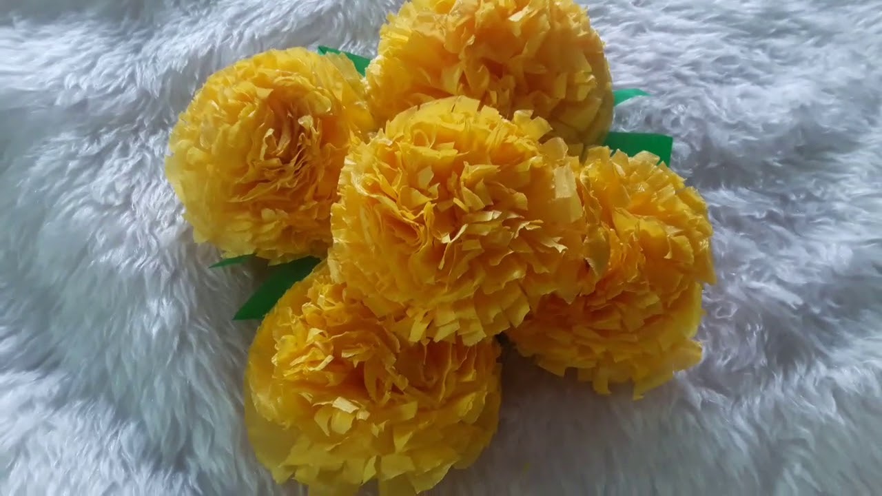 DIY FLORES DE CEMPASUCHIL CON PAPEL CREPE EN 5 MINUTOS YouTube