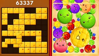 🧩 Block Blast Puzzle VS Suika Game 🍉 Fruit Evolution | Satisfying Gameplay screenshot 2