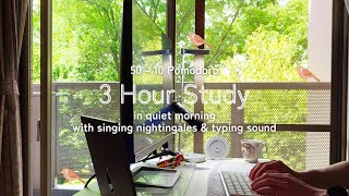 3 Hour Study / in quiet morning with singing nightingales 🪽/ 50-10 Pomodoro / 3時間勉強 / 240522