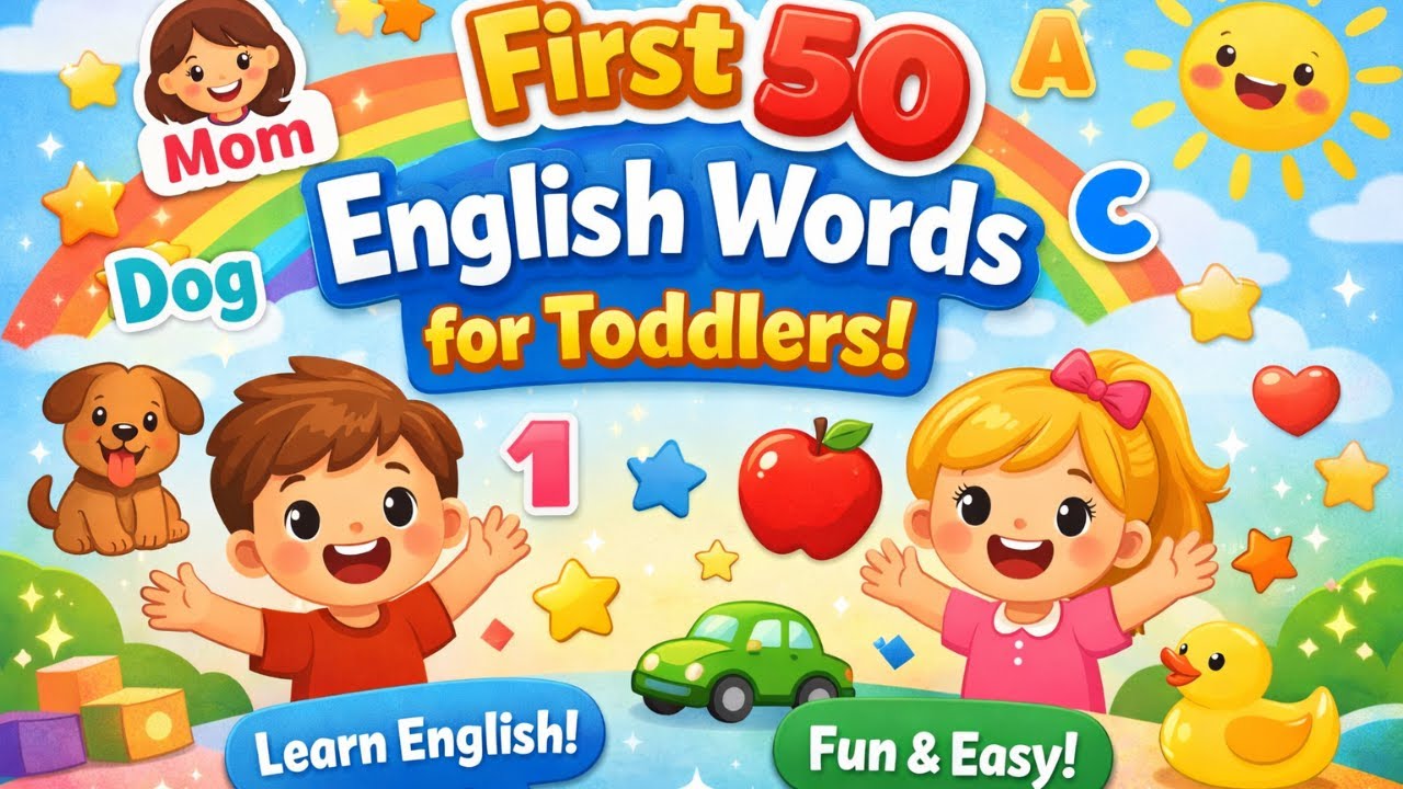 First 50 English Words for Toddlers l Learn English Vocabulary for Kids l Educational Video for Kids