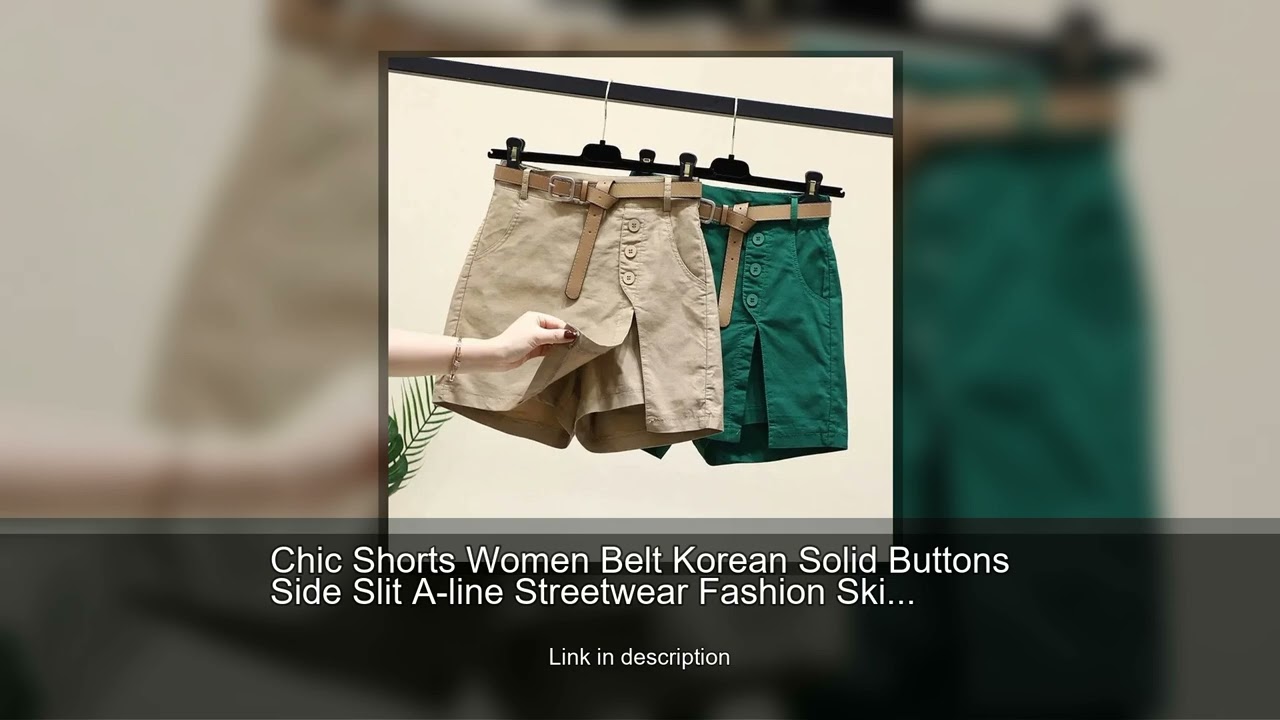 Chic Shorts Women Belt Korean Solid Buttons Side Slit A-line Streetwear Fashion Skirts Chic Har