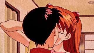 O beijo de Shinji e Asuka. #anime #evangelion #asuka #kiss #romance