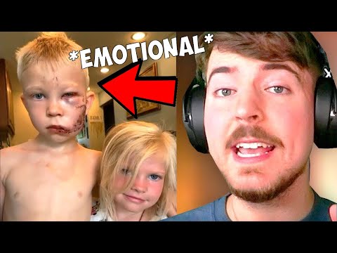 I Gave A Surprise For a Boy Who Saved Sister From Dog *Emotional* - MrBeast