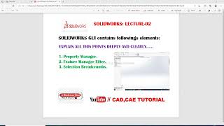 GRAPHICAL USER INTERFACE// SOLIDWORKS LECTURE-02
