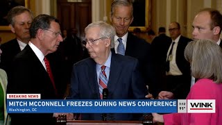 Senate GOP leader McConnell briefly leaves news conference after freezing up mid-sentence