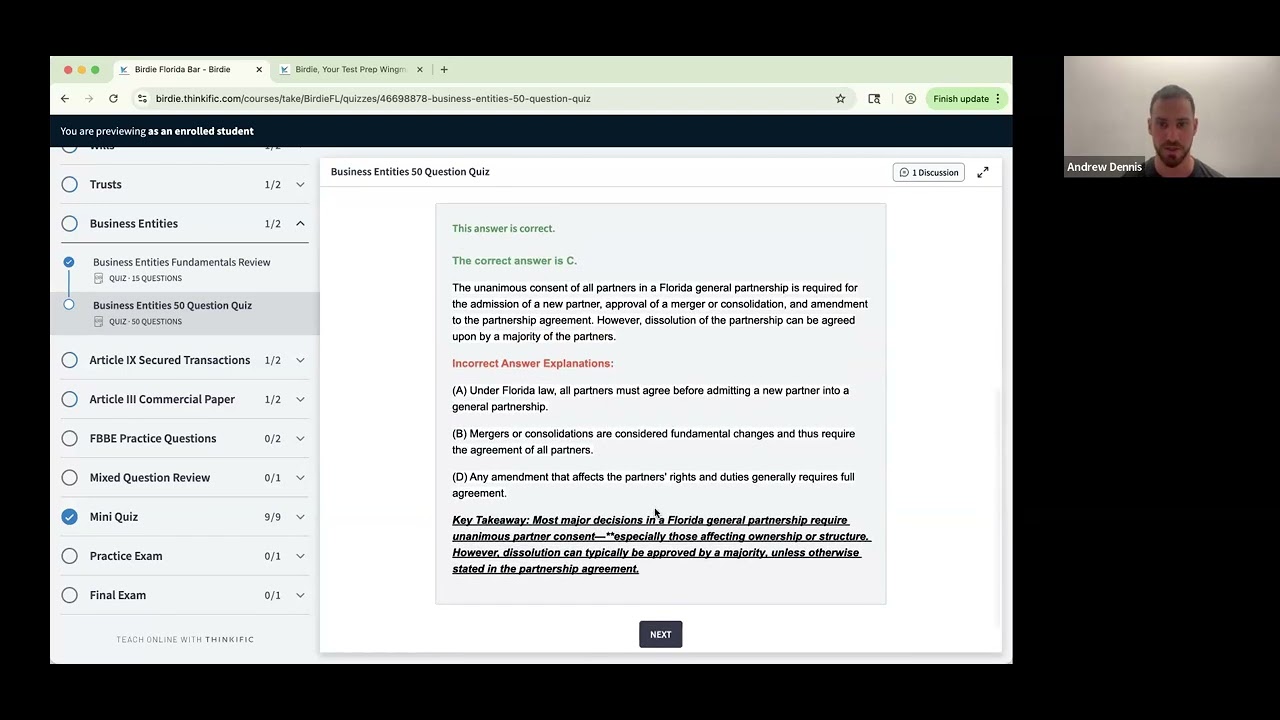 FL Bar Exam Business Entities / Commercial Paper / Secured Transactions