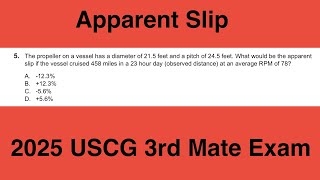 Apparent slip - USCG 2nd/3rd Mate Unlimited Tonnage Exam: Q116 Navigation Problems Near Coastal TNAV
