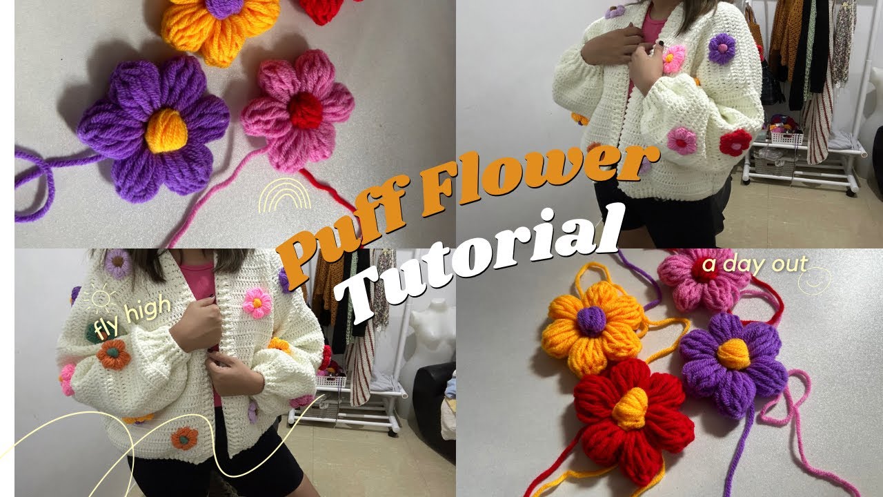 Crochet Puff Flower step by step tutorial (Beginner friendly tutorial)
