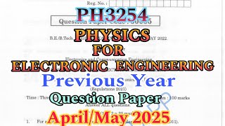 PH3254|important questions 2025|physics for electronic engineering/previous year question paper/