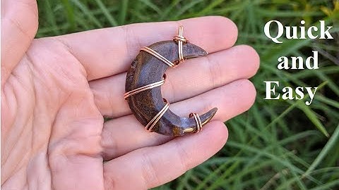 Wire Wrapped Simple Beginner Crescent Moon Cabochon Tutorial using one round wire
