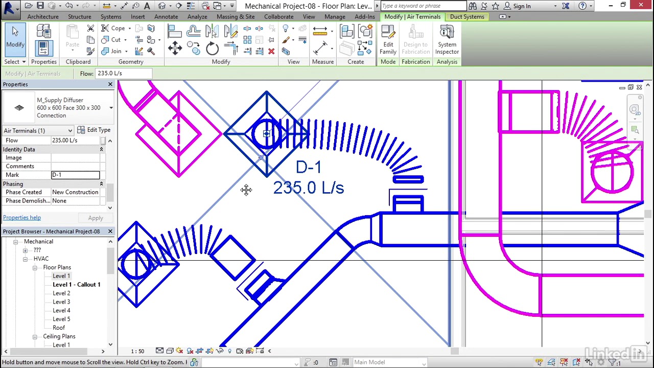 REVIT MECHANICAL : Tagging a duct - YouTube