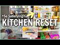 Full Kitchen Reset + Fridge Organization &amp; Grocery Restock | Clean With Me