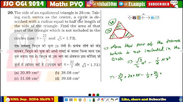 The side of an equilateral triangle is 28 cm Taking each vertex as the centre, a circle is described