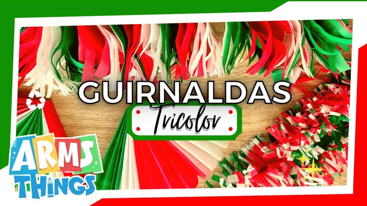 Guirnaldas de PAPEL / 3 Ideas fáciles, bonitas y económicas/ ADORNOS FIESTAS PATRIAS MEXICANAS 🇲🇽