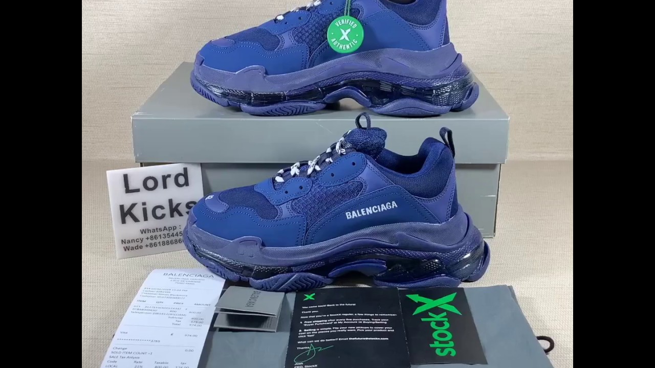 balenciaga triple s navy blue