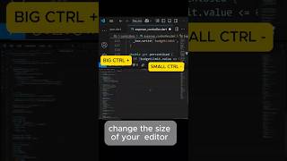 change the size of vscode shortcut #flutter #coding #dart #vscode #programming #shortcut #editor