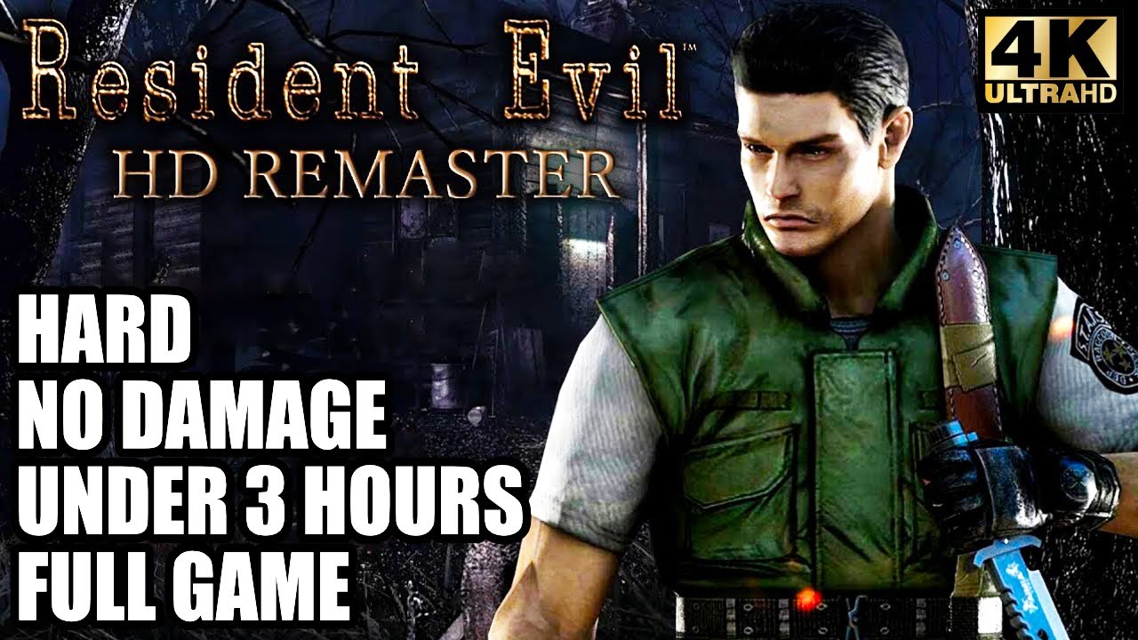 RESIDENT EVIL HD REMASTER  (Chris / Hard / No Damage / Under 3 Hours)  Full Playthrough 4K
