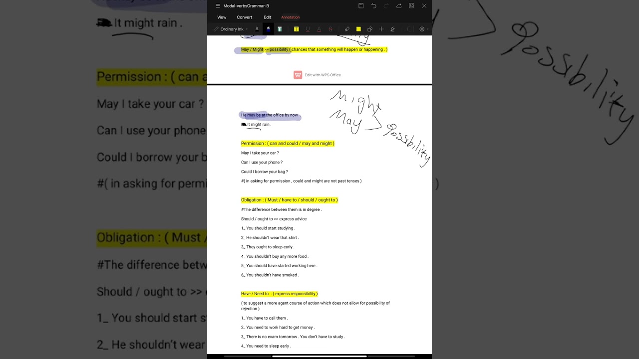 grammar B كلية اللغات Modal verbs