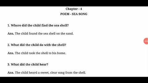 Unit 4 || SEA SONG || CLASS 3 || ENGLISH || NCERT || FULL EXERCISE AND SOLUTIONS
