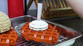 LEGO Grains Latte & Cream Waffle / Mukbang / Stop Motion Cooking ＆ ASMR