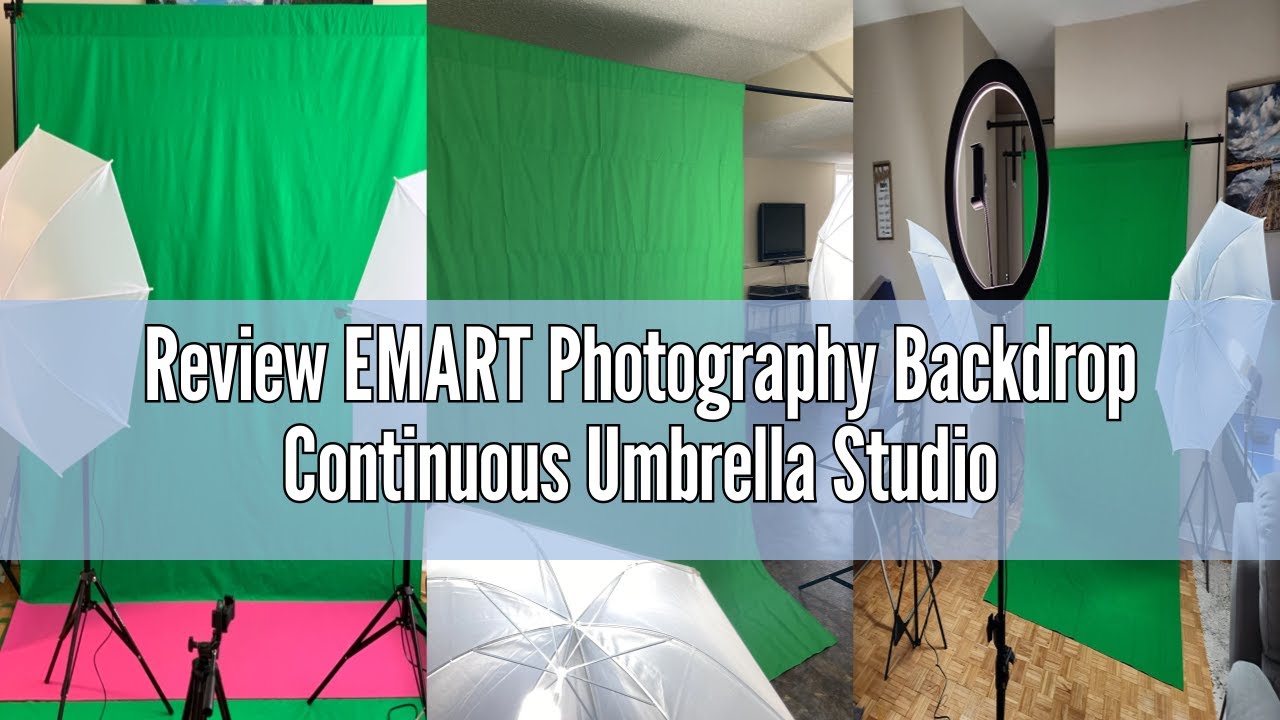 Review EMART Photography Backdrop Continuous Umbrella Studio Lighting Kit, Muslin Chromakey Green Sc