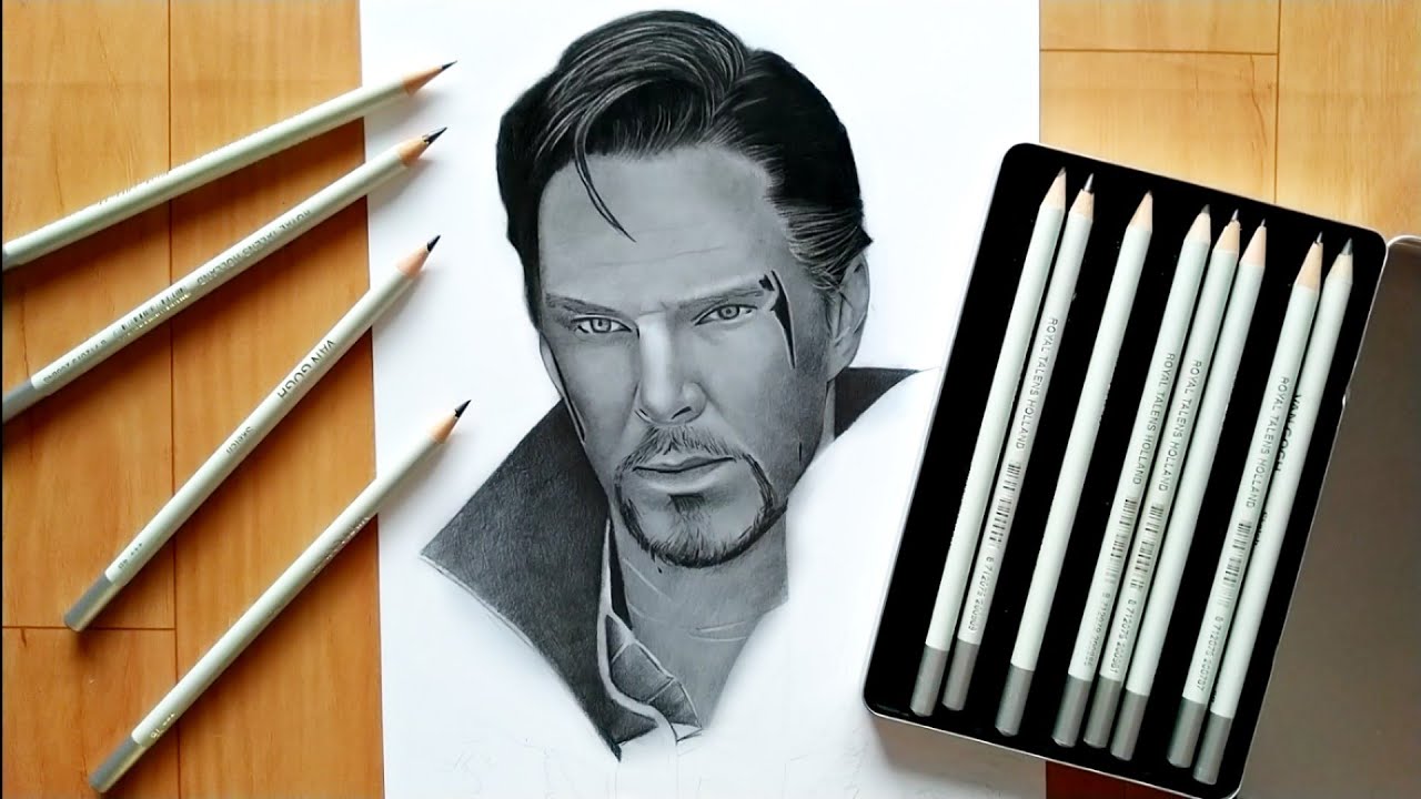 I drew Benedict Cumberbatch's portrait as Doctor Strange. — Steemit