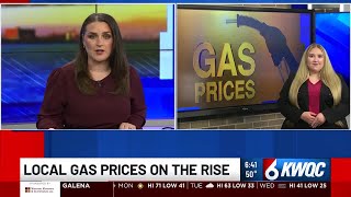 Gas prices rising in Iowa and Illinois