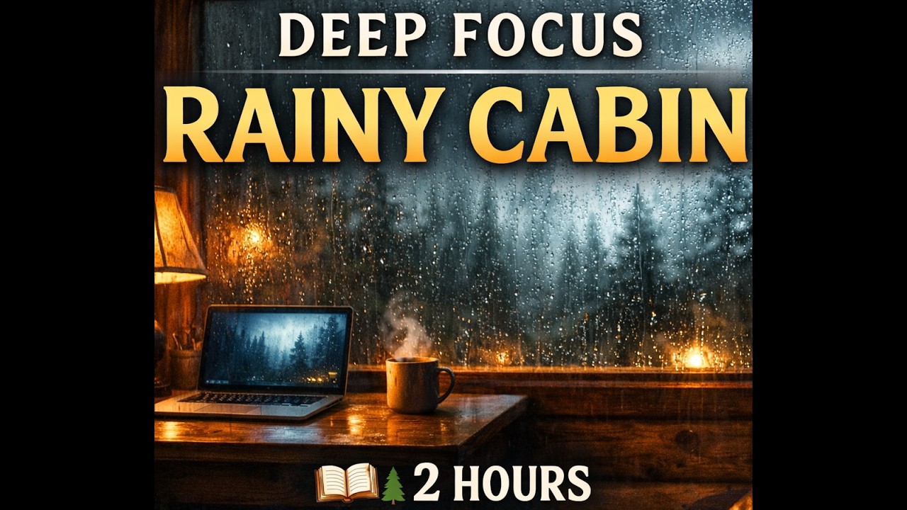 Deep Focus Music for Studying 📚 | Rainy Cabin Night LoFi (2 Hours)