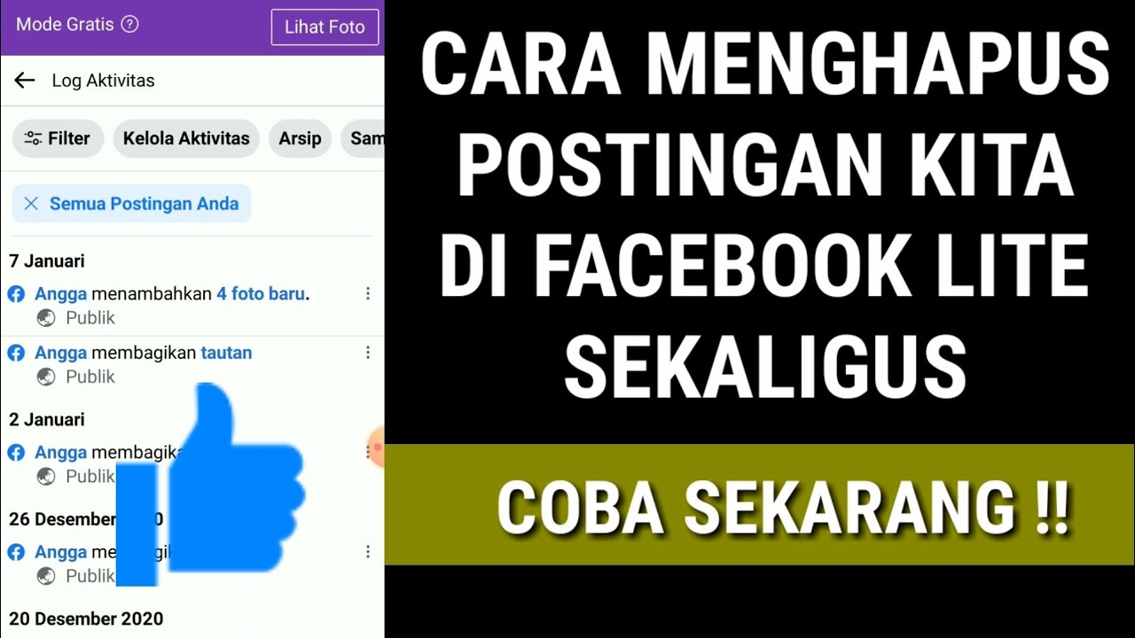 Cara Menghapus Postingan Di Facebook Lite Sekaligus Youtube