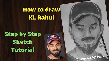 How to Draw KL Rahul Step by Step Sketch tutorial | Divanshu Art Hub