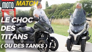 Match Piaggio MP3 vs Kymko CV3 550, le choc des Titants !  ▶︎ Essai Moto Magazine