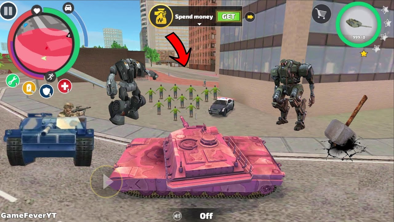 Rope Hero: Vice Town - (Pink Tank Fight Robots and Military Armor) Ball Robots - Android Gameplay HD