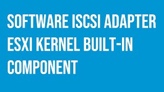 VMware Software iSCSI Adapter a built-in component of the ESXi kernel.