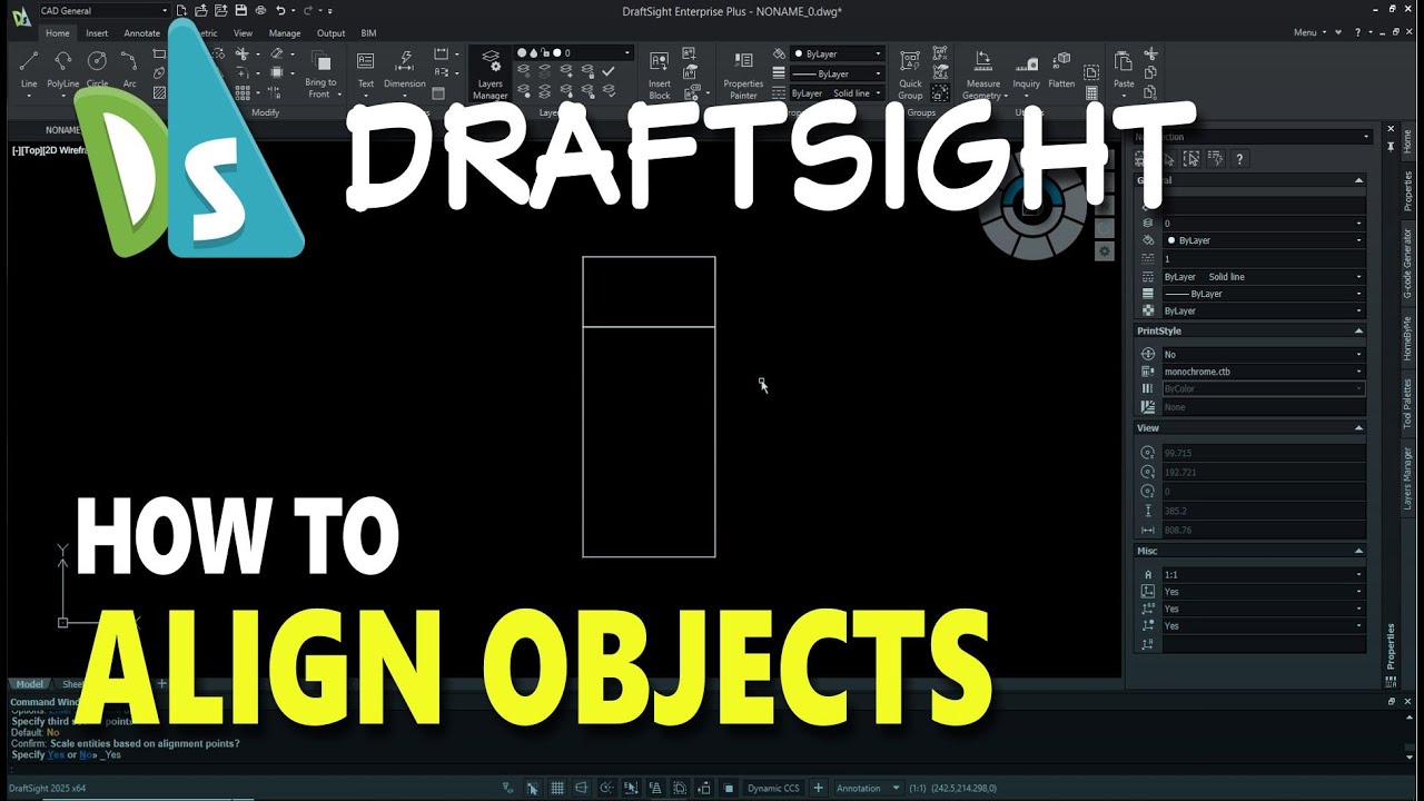 Draftsight How To Align Objects - YouTube