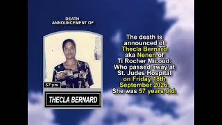 Thecla Bernard ~ Short Obituary