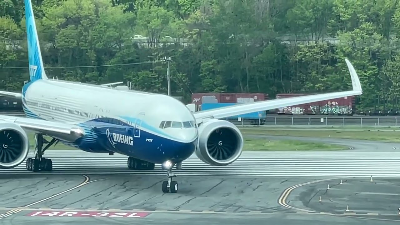 Boeing 777X Taxiing off the Runway